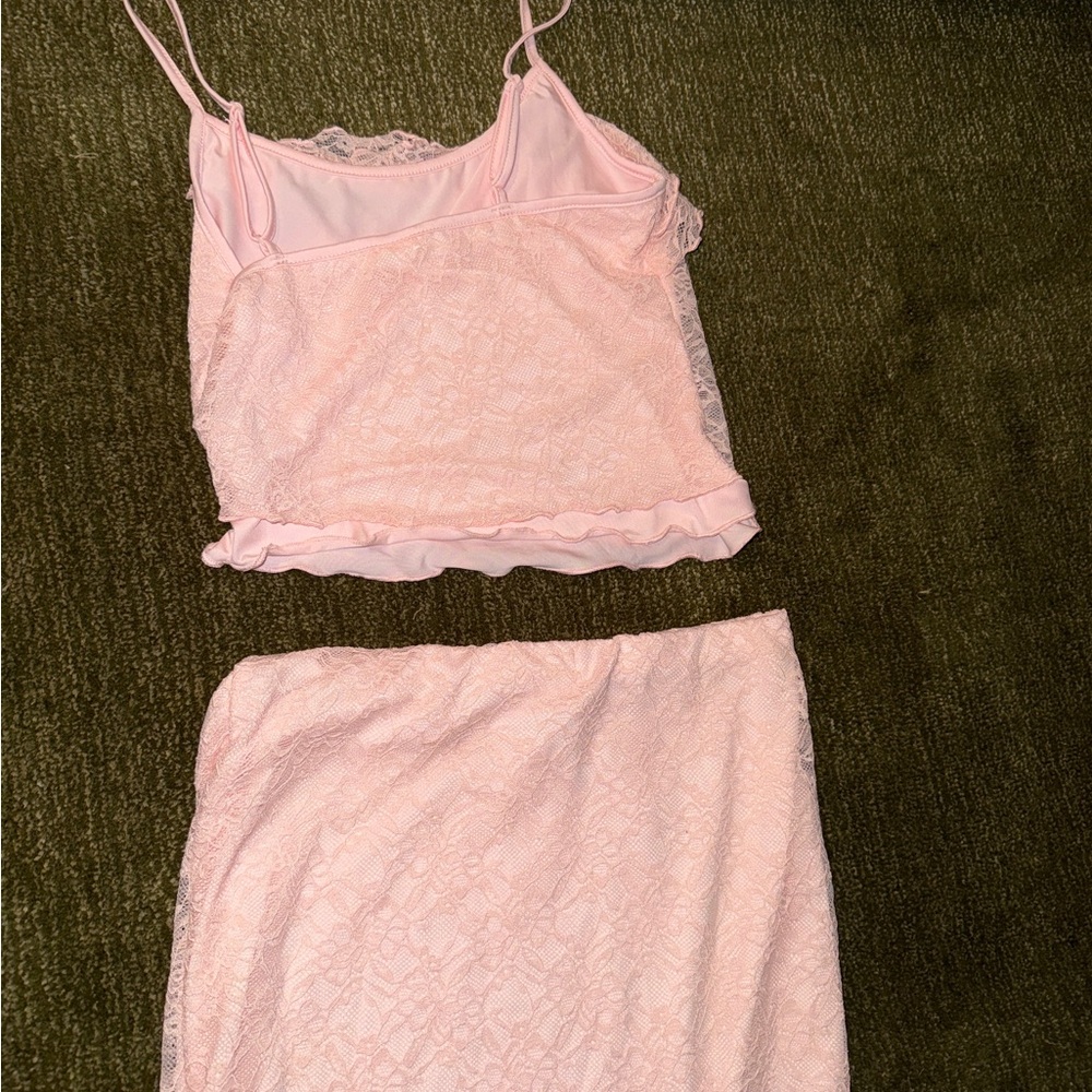 Pink Lace Cami and Skirt Set - festival season